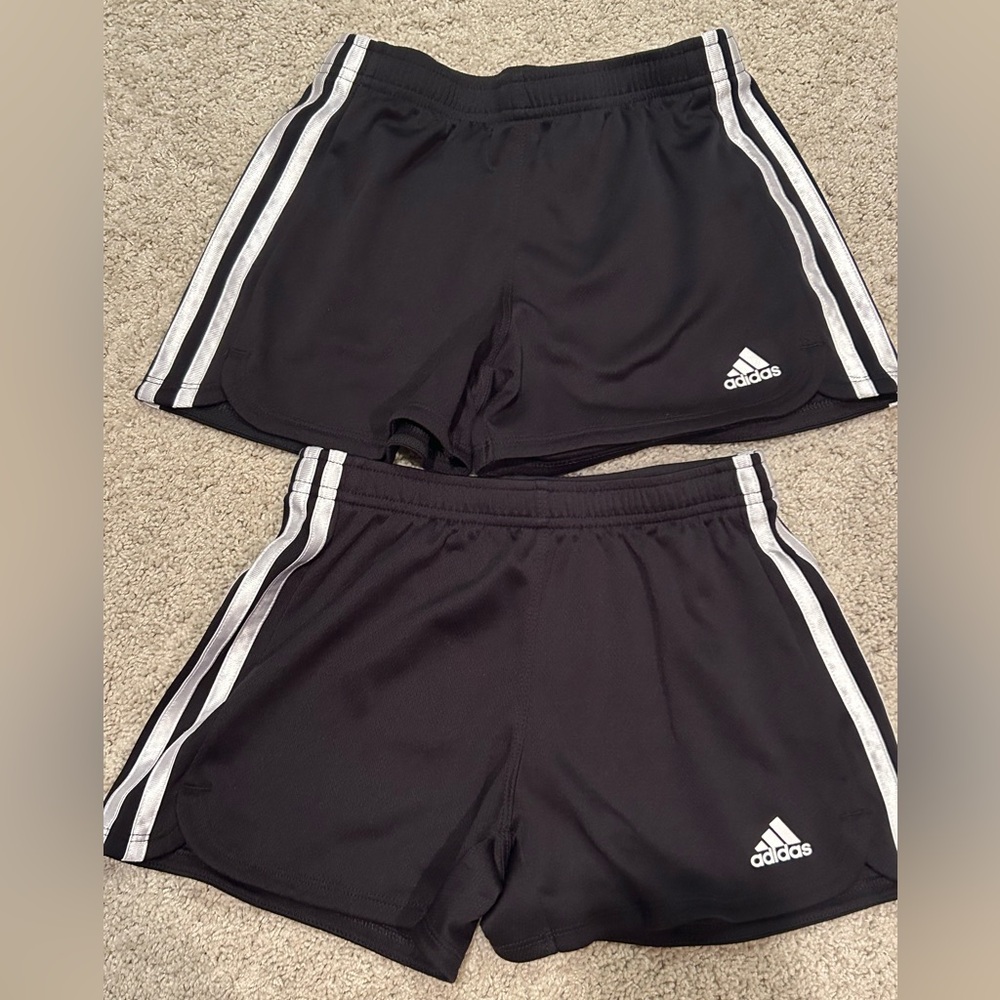 Adidas Kids Black Shorts with White Stripes
